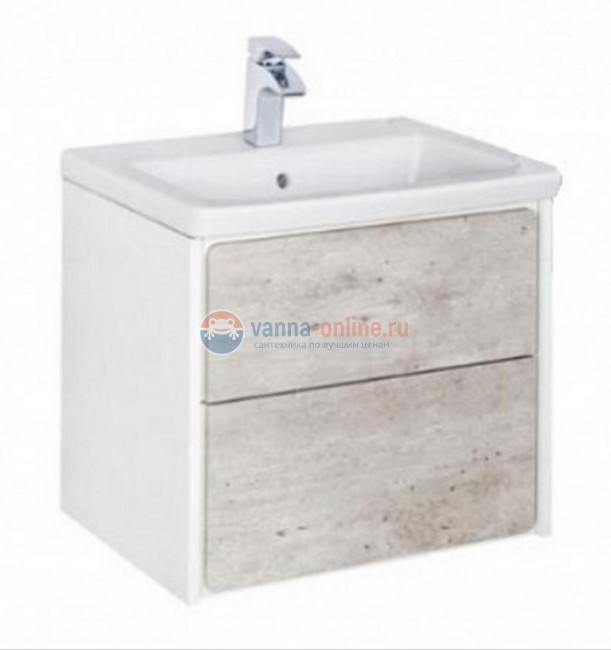 Тумба под раковину Roca Ronda 70 см ZRU9303003 подвесной, цвет бетон, белый глянцевый
