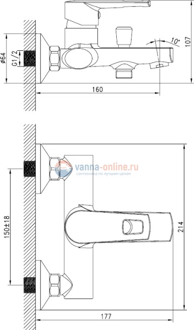 Смеситель Iddis Runo RUNSB00i02 для ванны и душа Смеситель Iddis Runo RUNSB00i02 для ванны и душа