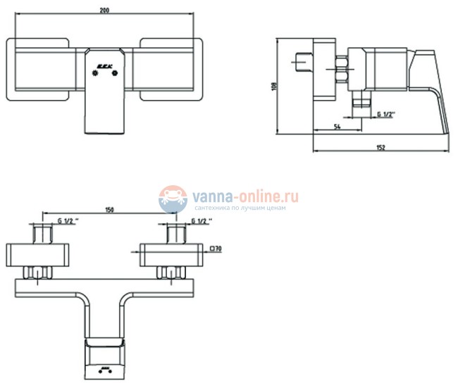 Смеситель E.C.A Tiera 102154024EX для душа Смеситель E.C.A Tiera 102154024EX для душа