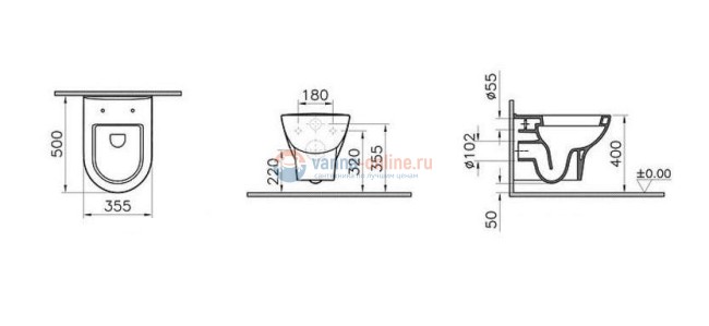 Инсталляция Vitra с унитазом Vitra Zentrum 9012B003-7206, сиденье микролифт, комплект
