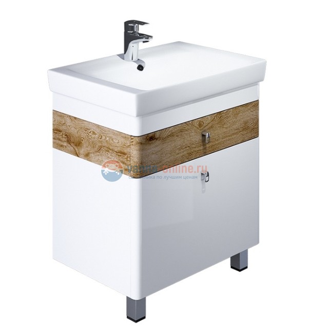 Тумба с раковиной Iddis Carlow CAR70W2i95K 70 см напольная, белая/светлое дерево Тумба с раковиной Iddis Carlow CAR70W2i95K 70 см напольная, белая/светлое дерево