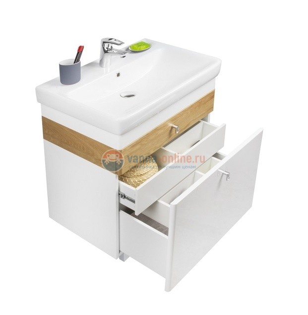 Тумба с раковиной Iddis Carlow CAR70W2i95K 70 см напольная, белая/светлое дерево Тумба с раковиной Iddis Carlow CAR70W2i95K 70 см напольная, белая/светлое дерево