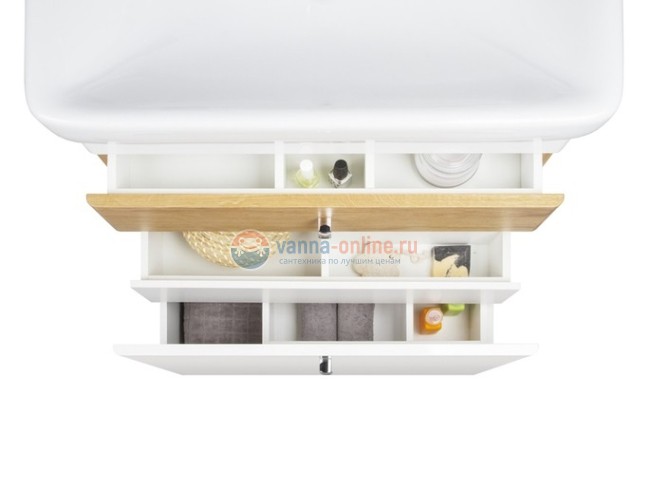 Тумба с раковиной Iddis Carlow CAR70W2i95K 70 см напольная, белая/светлое дерево Тумба с раковиной Iddis Carlow CAR70W2i95K 70 см напольная, белая/светлое дерево