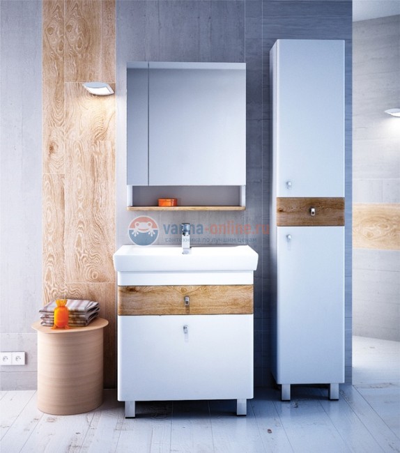 Тумба с раковиной Iddis Carlow CAR70W2i95K 70 см напольная, белая/светлое дерево Тумба с раковиной Iddis Carlow CAR70W2i95K 70 см напольная, белая/светлое дерево