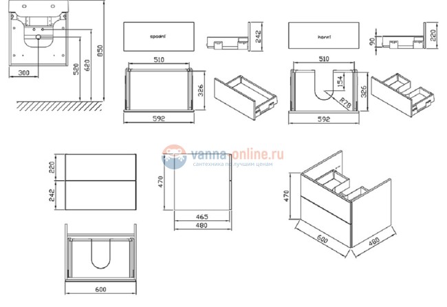 Тумба под раковину Ravak SD Rosa II 600, 60 см, белая Тумба под раковину Ravak SD Rosa II 600, 60 см, белая