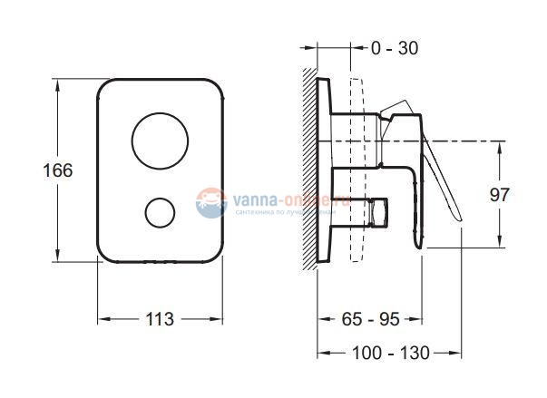 Смеситель Jacob Delafon July E98714-CP для ванны и душа, встраиваемый, внешняя часть Смеситель Jacob Delafon July E98714-CP для ванны и душа, встраиваемый, внешняя часть