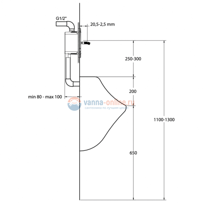 Кран нажимной встроенный для писсуара Ideal Standard B7391AA