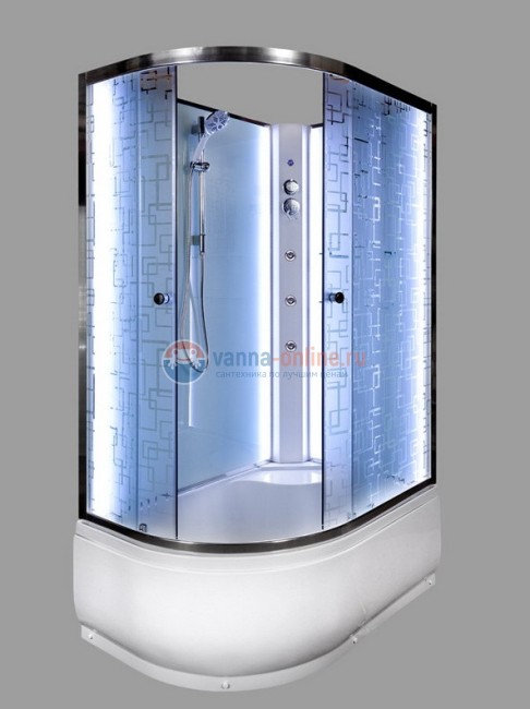 Душевая кабина Deto Em EM4511 L/R N LED гм 110 x 80 см, без крыши, с Led подсветкой, с гидромассажем