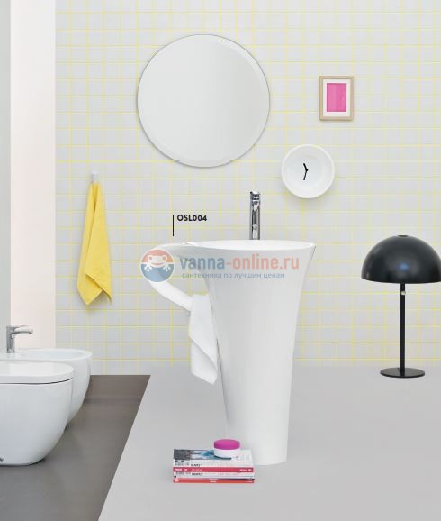 Раковина ArtCeram Cup OSL004 01, 00, напольная отдельностоящая, цвет - белый, 69 х 50 х 85 см