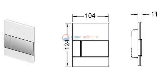 Кнопка смыва TECE Square Urinal 9 242 804, стекло зеленое, клавиша нержавеющая сталь с покрытием против отпечатков пальцев