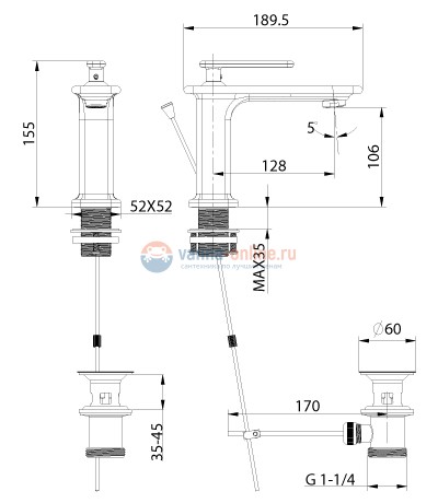 Смеситель для раковины Lemark Mista LM6406WG монолитный, белый/золото