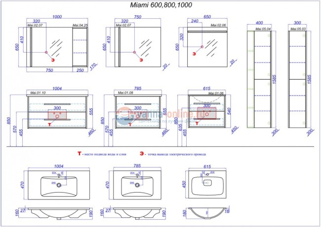 Пенал Aqwella Miami Mai.05.04 подвесной, универсальный