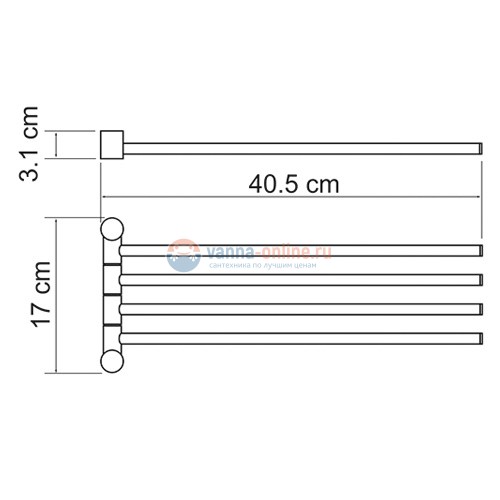 Полотенцедержатель WasserKRAFT 1034, 4 держателя