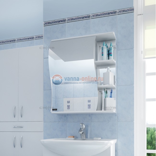 Зеркальный шкаф СаНта Волна 55, левый/правый 101009/101010 Зеркальный шкаф СаНта Волна 55, левый/правый 101009/101010