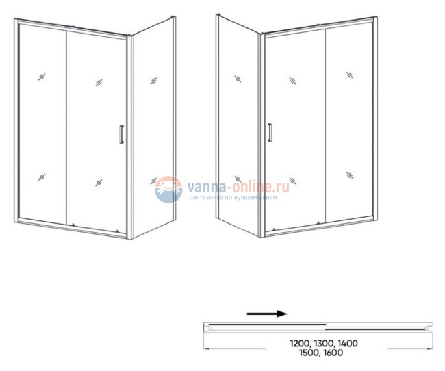 Душевой уголок Orange E23-12080TCR, 120x80 см, без поддона Душевой уголок Orange E23-12080TCR, 120x80 см, без поддона