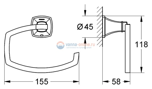Бумагодержатель Grohe Grandera 40625IG0, хром/золото Бумагодержатель Grohe Grandera 40625IG0, хром/золото