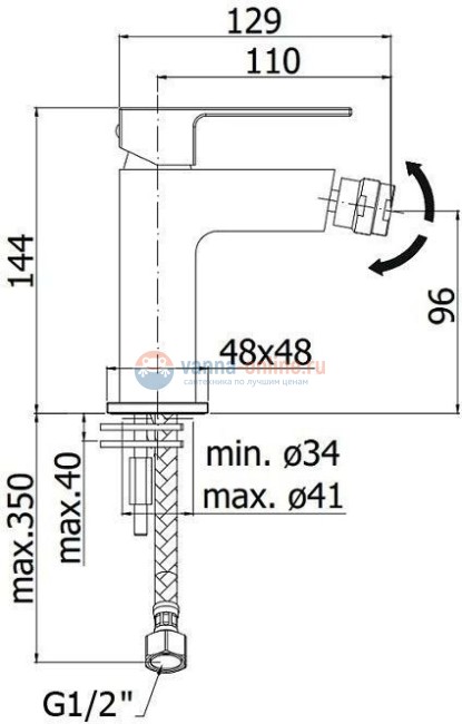 Смеситель Paffoni Elle EL131NO для биде Смеситель Paffoni Elle EL131NO для биде