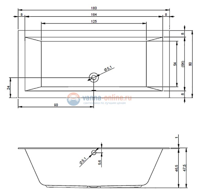 Акриловая ванна Riho Lugo 180x80 см Акриловая ванна Riho Lugo 180x80 см