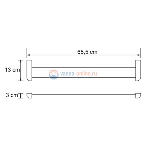 Штанга для полотенец WasserKraft Kammel К-8340 двойная Штанга для полотенец WasserKraft Kammel К-8340 двойная