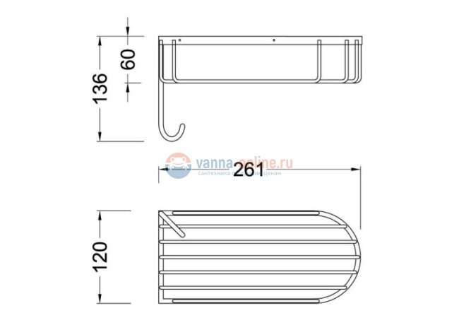 Полка с крючком Timo Nelson 150080/00, хром, 26.1 см Полка с крючком Timo Nelson 150080/00, хром, 26.1 см