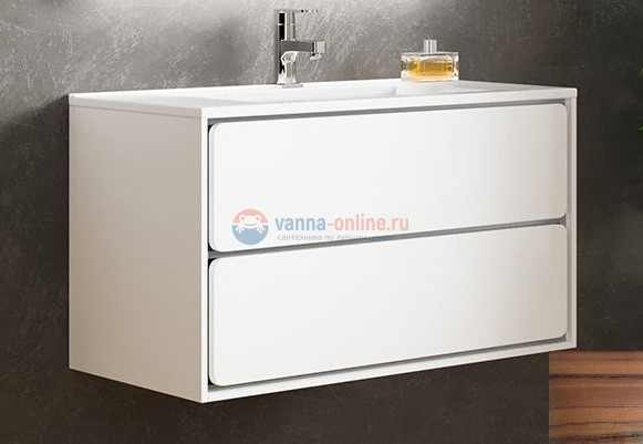 Тумба с раковиной Sanvit Бруно 2, 100 х 50 см, чаша раковины по центру, цвет - зебрано