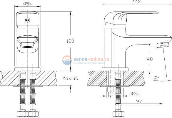 Смеситель для раковины Rush Fiji FI1835-11, хром