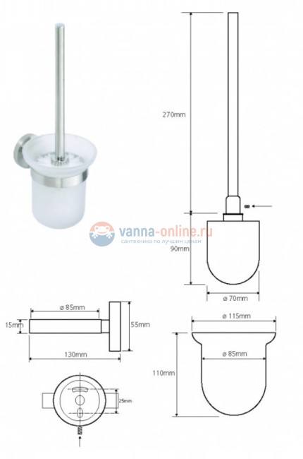 Ершик Bemeta Neo 104113015 11,5 x 13 x 36 см настенный, хром матовый, щетка белая Ершик Bemeta Neo 104113015 11,5 x 13 x 36 см настенный, хром матовый, щетка белая