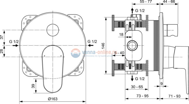 Встраиваемый смеситель для ванны/душа Ideal Standard CERAFINE O A7350XG Встраиваемый смеситель для ванны/душа Ideal Standard CERAFINE O A7350XG