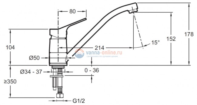 Смеситель Jacob Delafon Brive E78115-CP для кухонной мойки Смеситель Jacob Delafon Brive E78115-CP для кухонной мойки