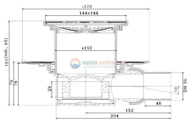 Трап водосток Pestan Confluo Standard Square 1 Mask 150*150 мм нержавеющая сталь с рамкой 13000073