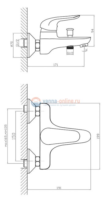 Смеситель Orange Plast M60-100cr для ванны и душа, хром Смеситель Orange Plast M60-100cr для ванны и душа, хром