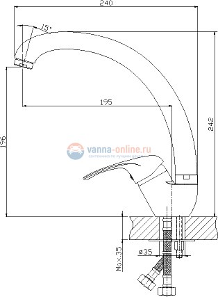 Смеситель для кухонной мойки Rossinka A35-25 Смеситель для кухонной мойки Rossinka A35-25
