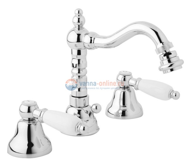 Смеситель Cezares FIRST-BBS2-01-Bi для биде, хром, ручки белые