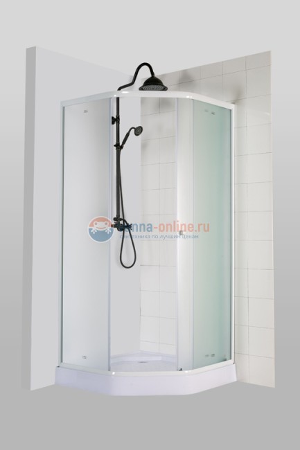 Душевой уголок Parly ZEP91F 90 х 90 см пятиугольный, стекло матовое, профиль белый