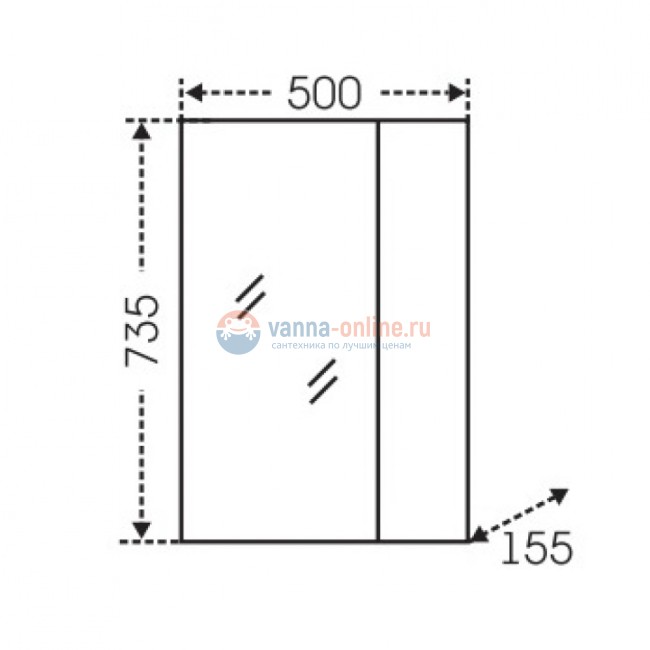 Зеркальный шкаф СаНта Прима 50 101100, универсальный, правый Зеркальный шкаф СаНта Прима 50 101100, универсальный, правый