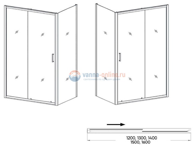 Душевой уголок Orange E23-15080TCR, 150x80 см, без поддона Душевой уголок Orange E23-15080TCR, 150x80 см, без поддона
