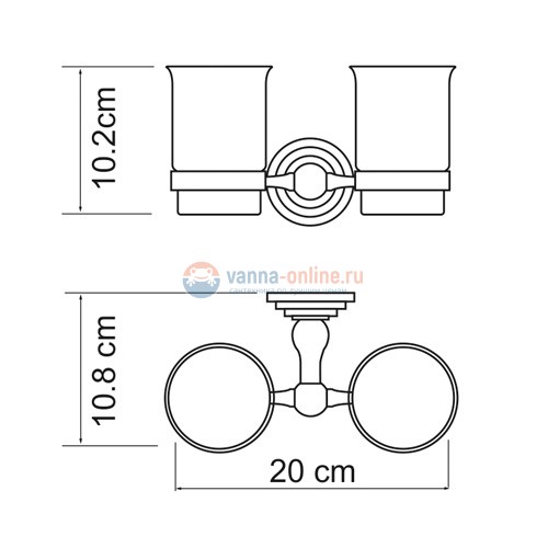Стакан стеклянный с держателем WasserKRAFT Ammer 7028D, двойной Стакан стеклянный с держателем WasserKRAFT Ammer 7028D, двойной