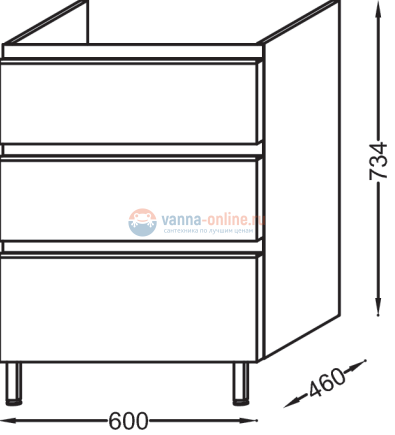 Тумба под раковину Jacob Delafon VOX 60х75 ореховое дерево, EB2050-RA-E16