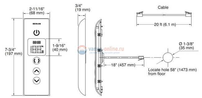 Цифровой термостатический интерфейс Jacob Delafon DTV Prompt 527D-1CP, хром Цифровой термостатический интерфейс Jacob Delafon DTV Prompt 527D-1CP, хром
