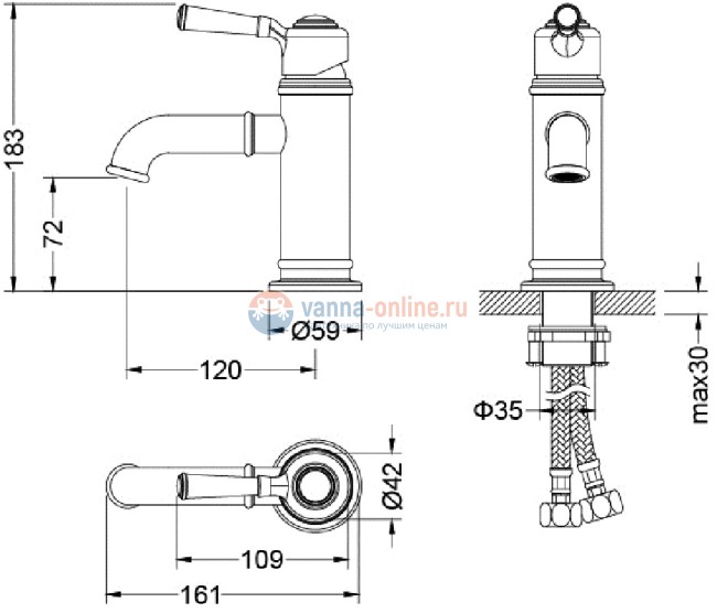 Смеситель для раковины Timo Arisa 5361/02F, антик Смеситель для раковины Timo Arisa 5361/02F, антик