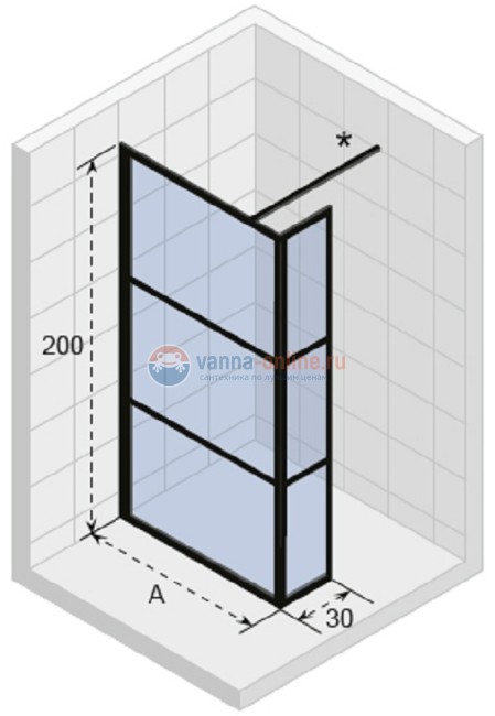 Неподвижная стенка Riho Grid XL GB402, GB4120030, 120 х 200 см