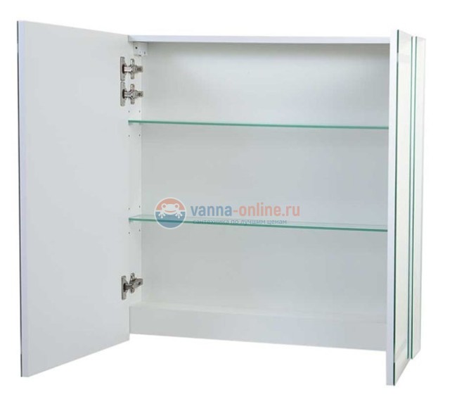 Зеркальный шкаф Emmy Родос 80 см, rod80mir1, с подсветкой, 2 двери, белый, левый/правый