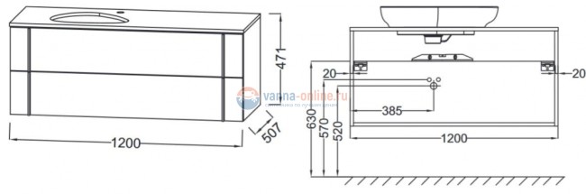 Тумба под раковину Jacob Delafon Nouvelle Vague 120 EB3041-M67, галактика мягкий