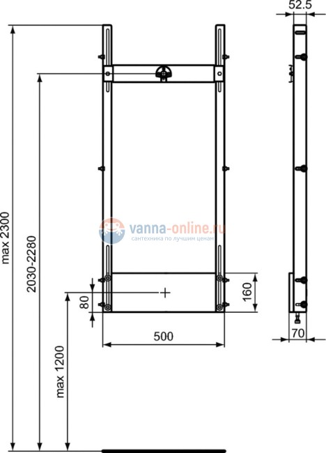 Рама для монтажа душевого смесителя и верхнего душа Ideal Standard PROSYS R016767