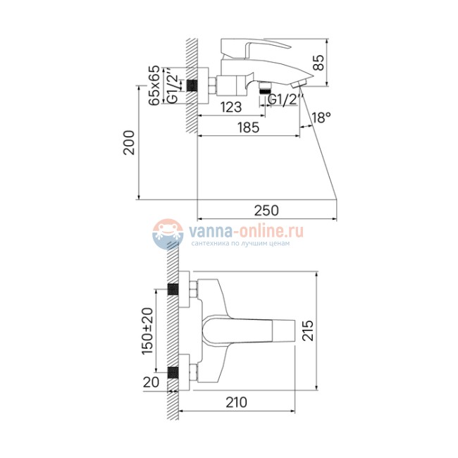 Смеситель Iddis Vane VANSB00i02WA для ванны, хром Смеситель Iddis Vane VANSB00i02WA для ванны, хром