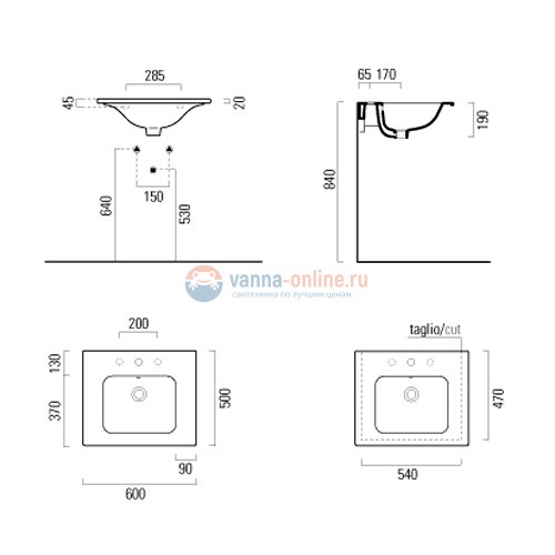 Раковина GSI Pura 8831111 60*50 см