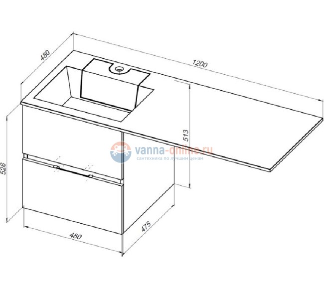 Раковина-столешница Aquanet Фортуна 120, крыло слева/справа Раковина-столешница Aquanet Фортуна 120, крыло слева/справа