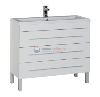 Тумба под раковину Aquanet Верона 90 напольная (3 ящика) 00178470, цвет белый