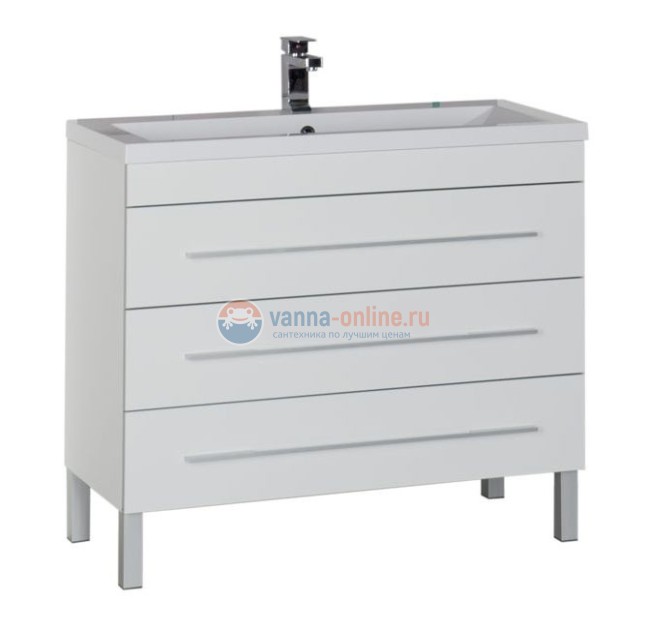 Тумба под раковину Aquanet Верона 90 напольная (3 ящика) 00178470, цвет белый
