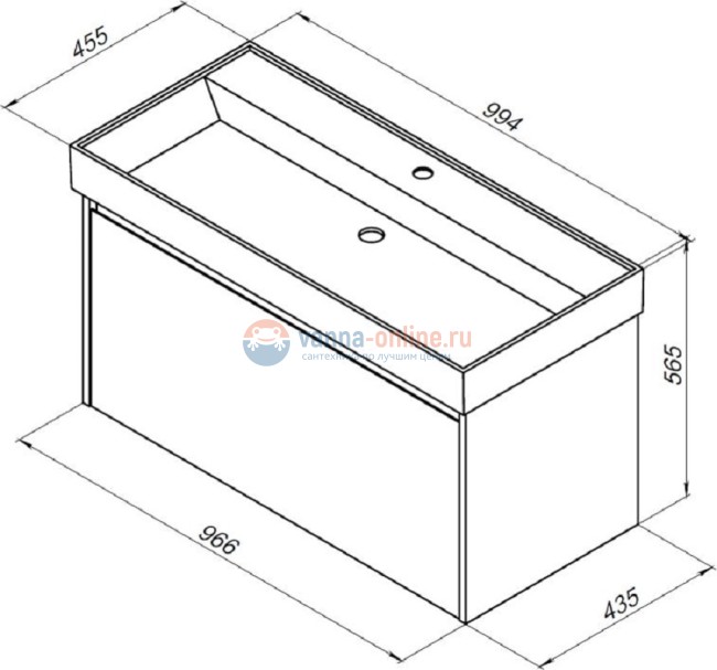 Тумба под раковину Aquanet Nova Lite 100, 1 + 1 ящик в ящике, белый глянец (242580)